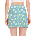 Polka Dot Daisy Flower Pattern Print Side Slit Mini Skirt