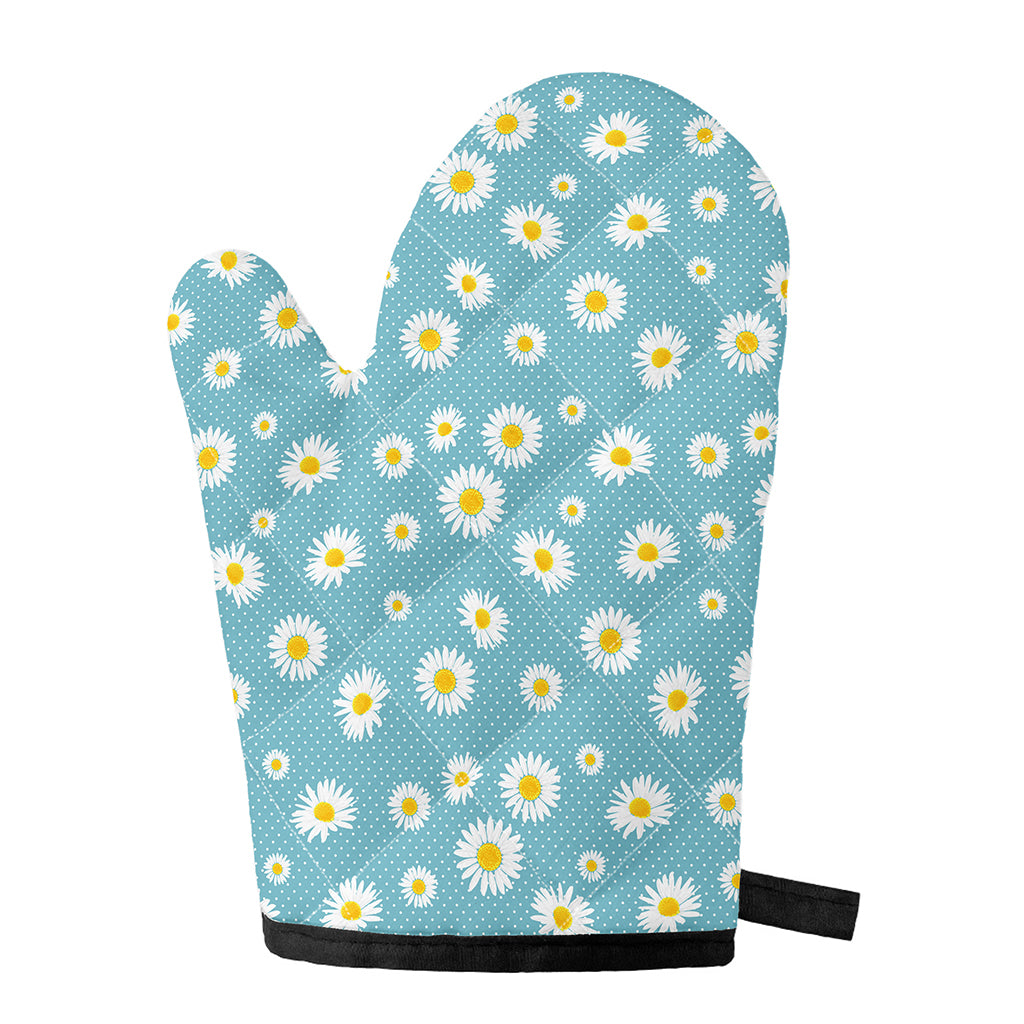 Polka Dot Daisy Flower Pattern Print Single Oven Mitt