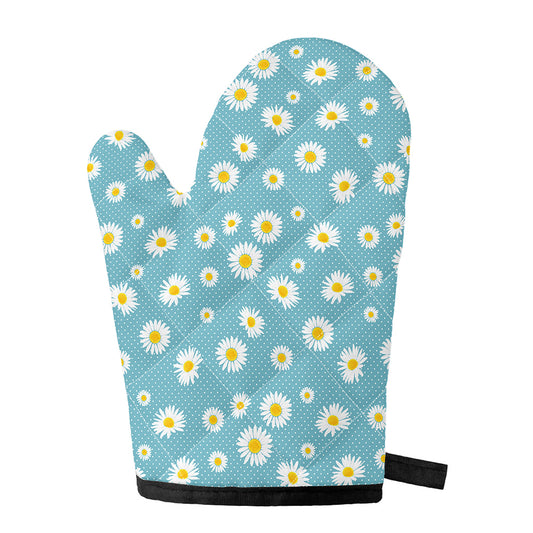 Polka Dot Daisy Flower Pattern Print Single Oven Mitt