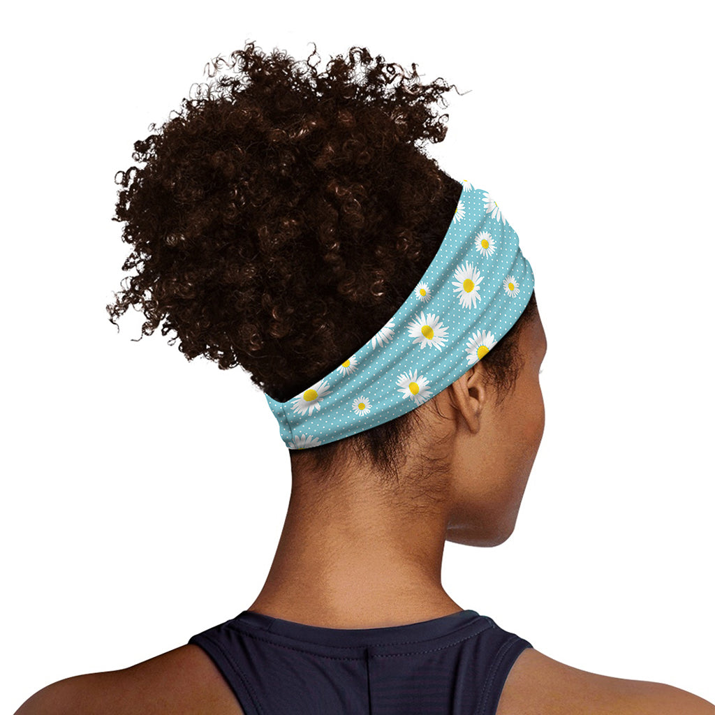 Polka Dot Daisy Flower Pattern Print Sports Headband