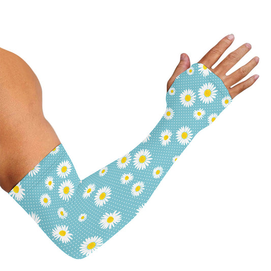 Polka Dot Daisy Flower Pattern Print Sun Protection Arm Sleeves