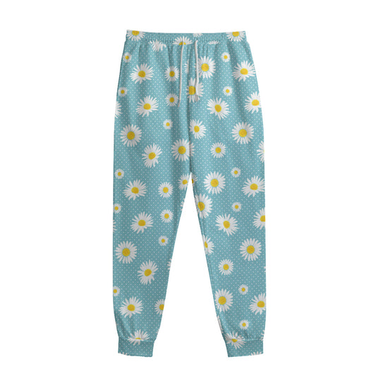 Polka Dot Daisy Flower Pattern Print Sweatpants