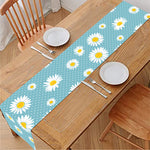 Polka Dot Daisy Flower Pattern Print Table Runner