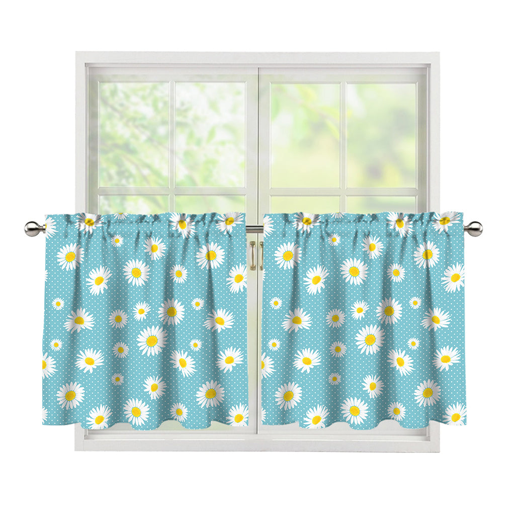 Polka Dot Daisy Flower Pattern Print Tier Curtains