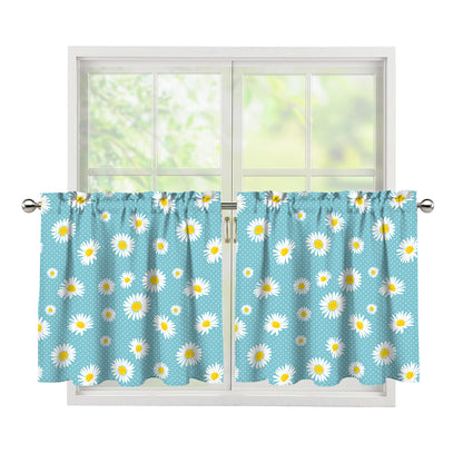 Polka Dot Daisy Flower Pattern Print Tier Curtains