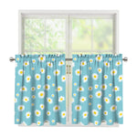 Polka Dot Daisy Flower Pattern Print Tier Curtains