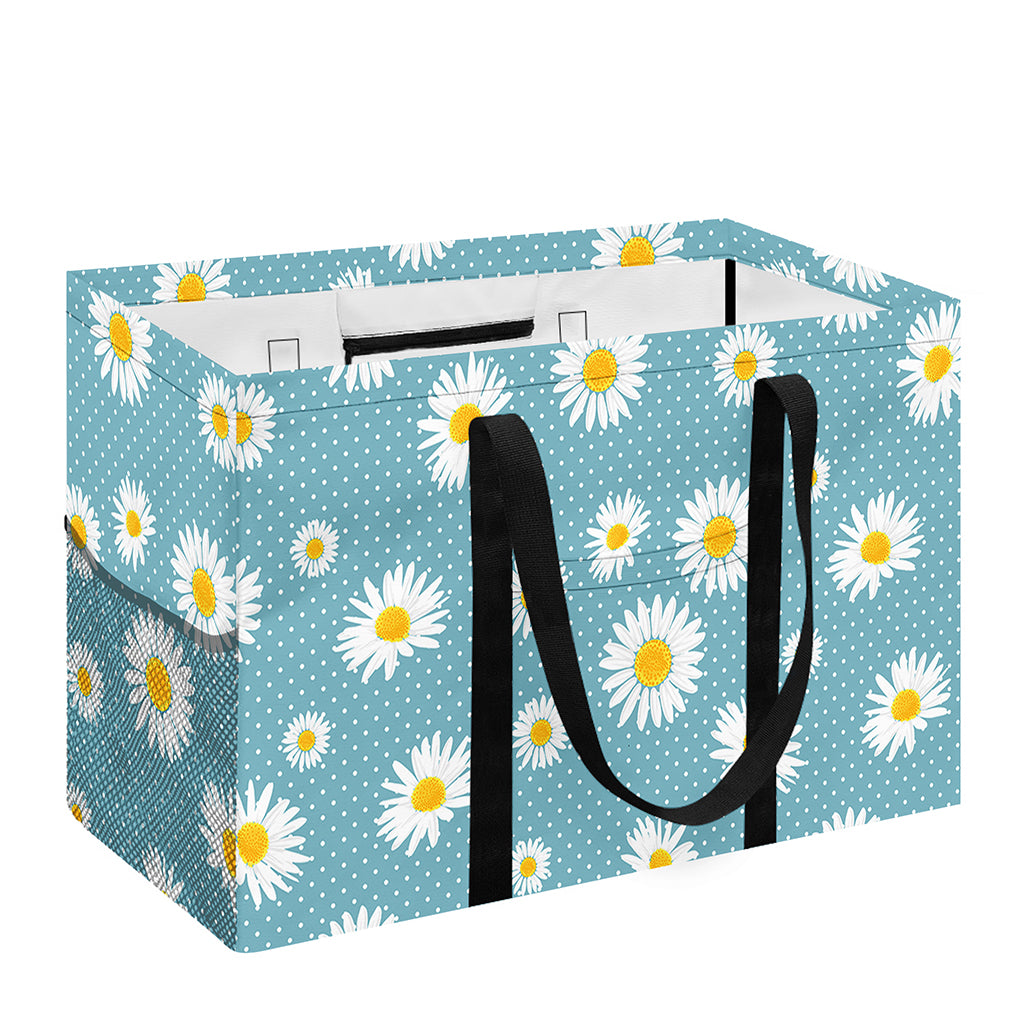Polka Dot Daisy Flower Pattern Print Utility Tote Bag