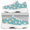 Polka Dot Daisy Flower Pattern Print White Chunky Shoes