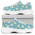 Polka Dot Daisy Flower Pattern Print White Chunky Shoes
