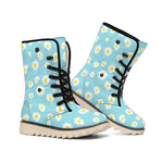 Polka Dot Daisy Flower Pattern Print Winter Boots
