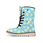 Polka Dot Daisy Flower Pattern Print Winter Boots
