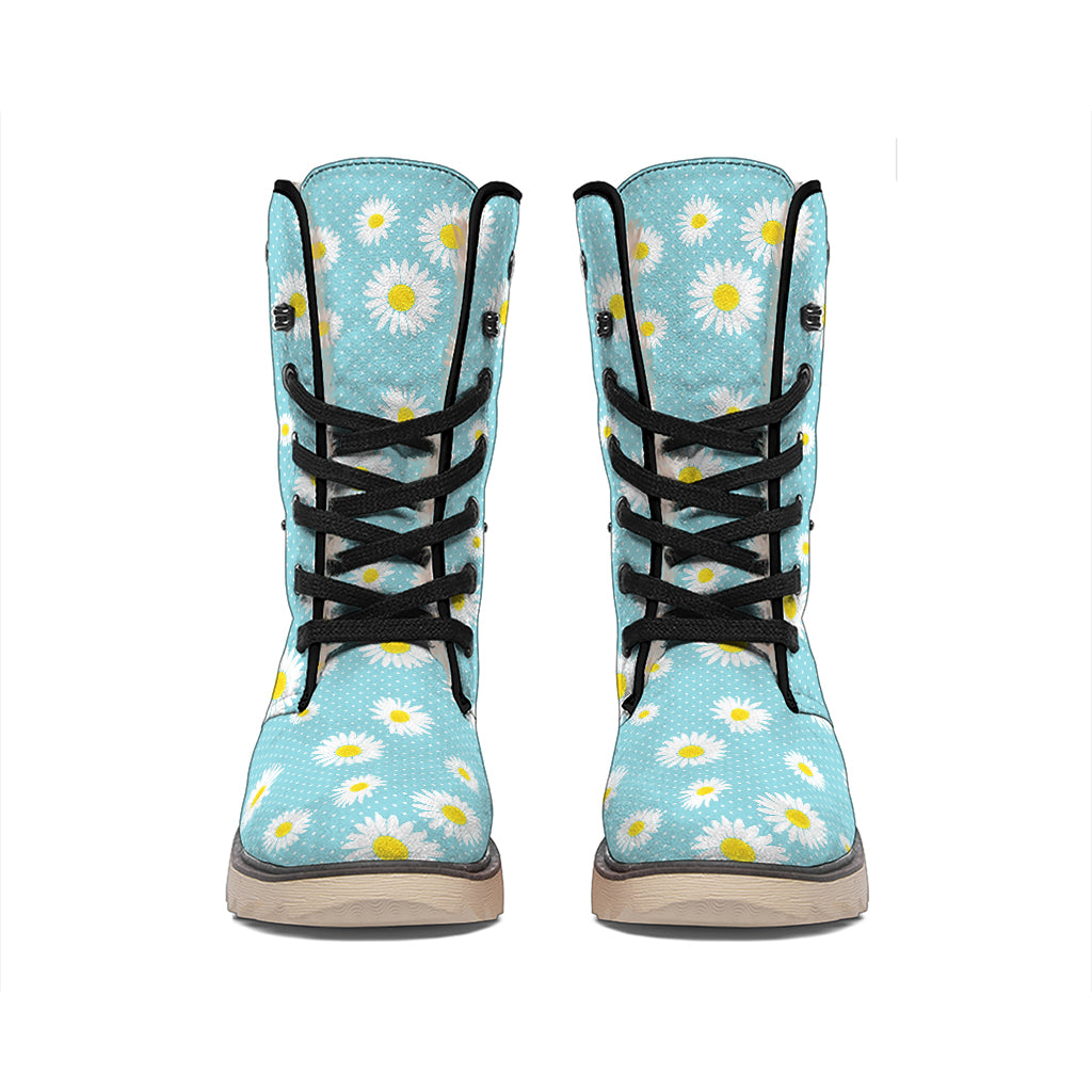 Polka Dot Daisy Flower Pattern Print Winter Boots