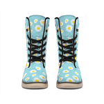 Polka Dot Daisy Flower Pattern Print Winter Boots