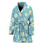 Polka Dot Daisy Flower Pattern Print Women's Bathrobe