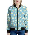 Polka Dot Daisy Flower Pattern Print Women's Bomber Jacket
