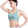 Polka Dot Daisy Flower Pattern Print Women's Sports Bra