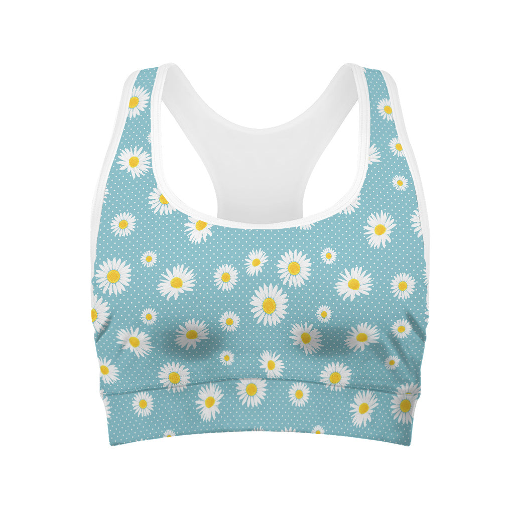 Polka Dot Daisy Flower Pattern Print Women's Sports Bra