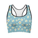 Polka Dot Daisy Flower Pattern Print Women's Sports Bra