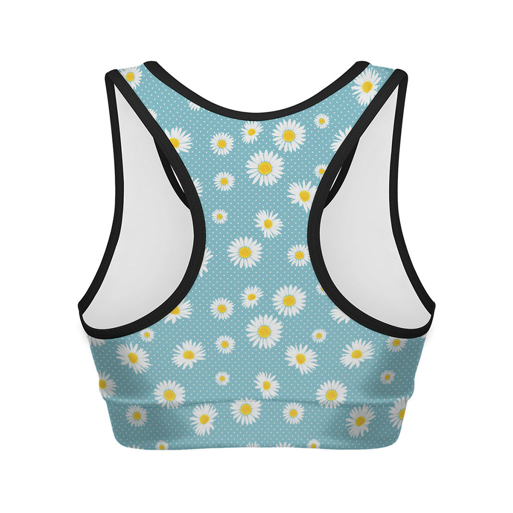 Polka Dot Daisy Flower Pattern Print Women's Sports Bra