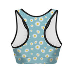 Polka Dot Daisy Flower Pattern Print Women's Sports Bra
