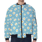 Polka Dot Daisy Flower Pattern Print Zip Sleeve Bomber Jacket