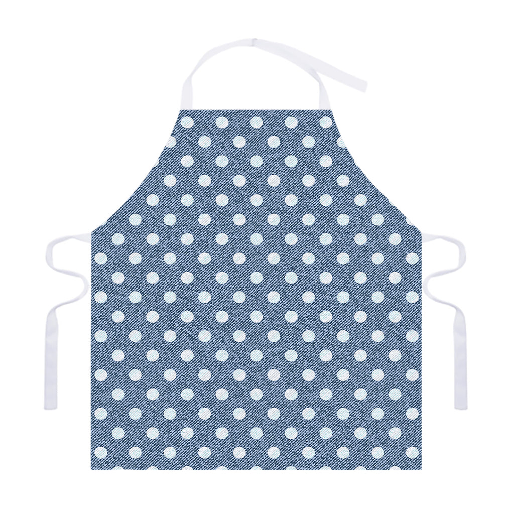 Polka Dot Denim Jeans Pattern Print Adjustable Apron