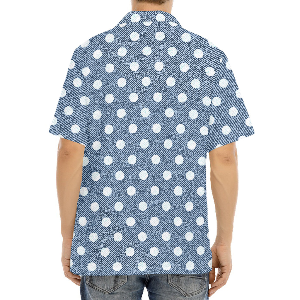 Polka Dot Denim Jeans Pattern Print Aloha Shirt