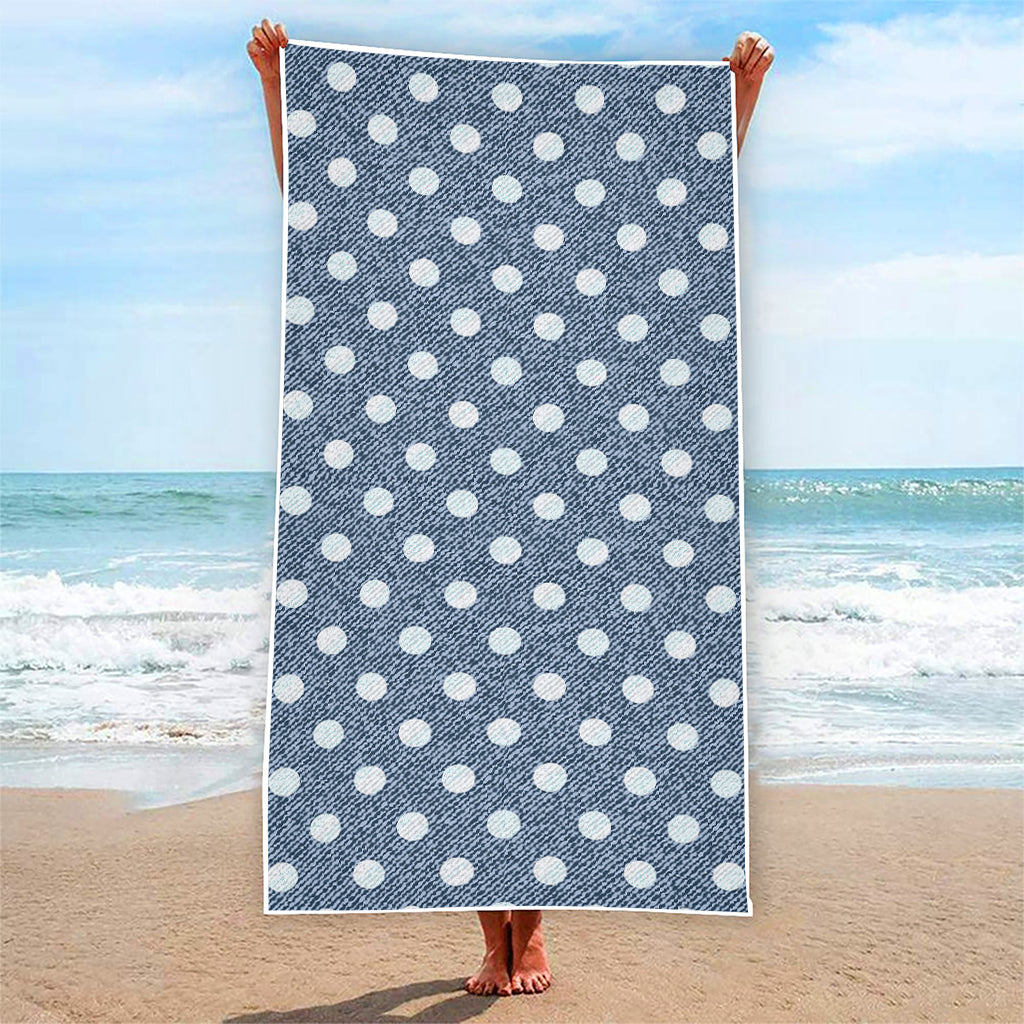 Polka Dot Denim Jeans Pattern Print Beach Towel