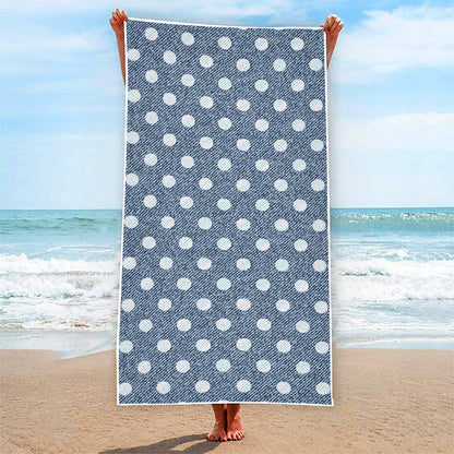 Polka Dot Denim Jeans Pattern Print Beach Towel