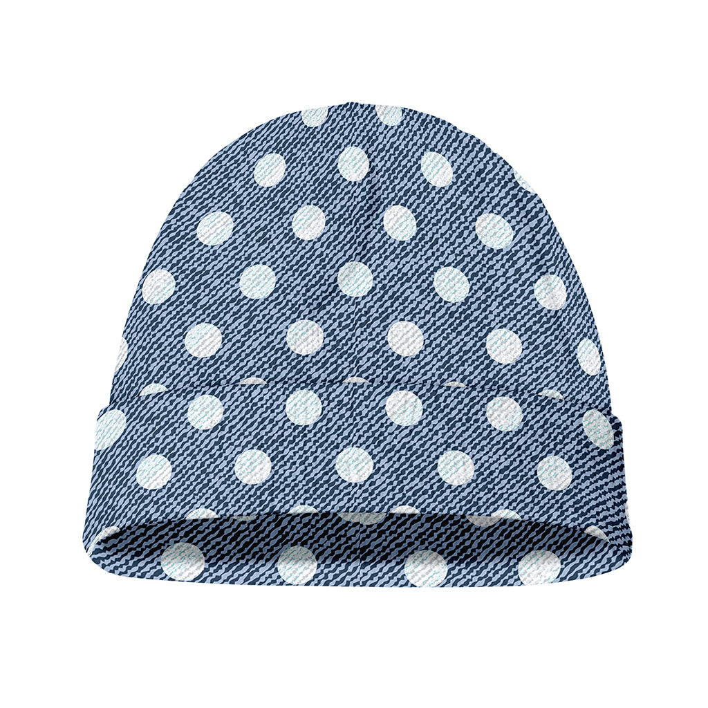 Polka Dot Denim Jeans Pattern Print Beanie