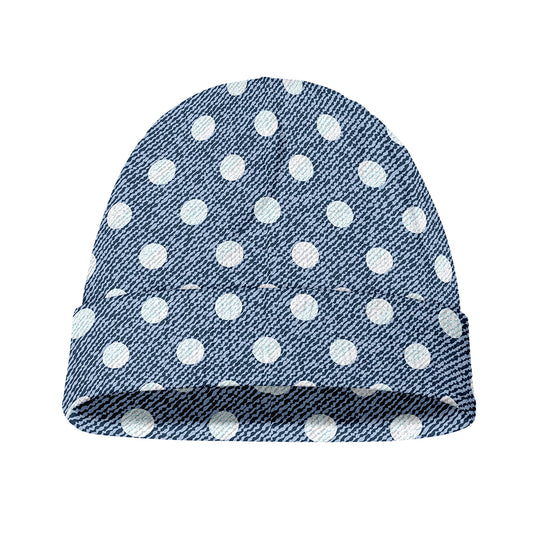 Polka Dot Denim Jeans Pattern Print Beanie