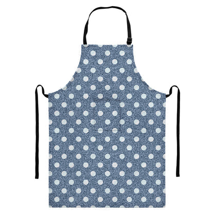 Polka Dot Denim Jeans Pattern Print Bib Apron With Pocket