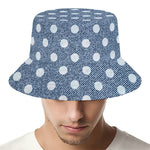 Polka Dot Denim Jeans Pattern Print Bucket Hat