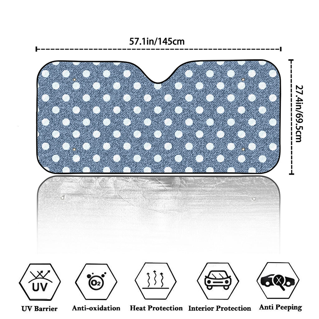 Polka Dot Denim Jeans Pattern Print Car Windshield Sun Shade