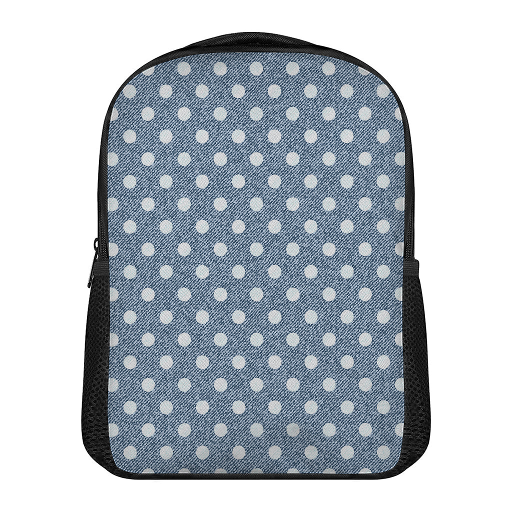 Polka Dot Denim Jeans Pattern Print Casual Backpack