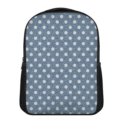 Polka Dot Denim Jeans Pattern Print Casual Backpack