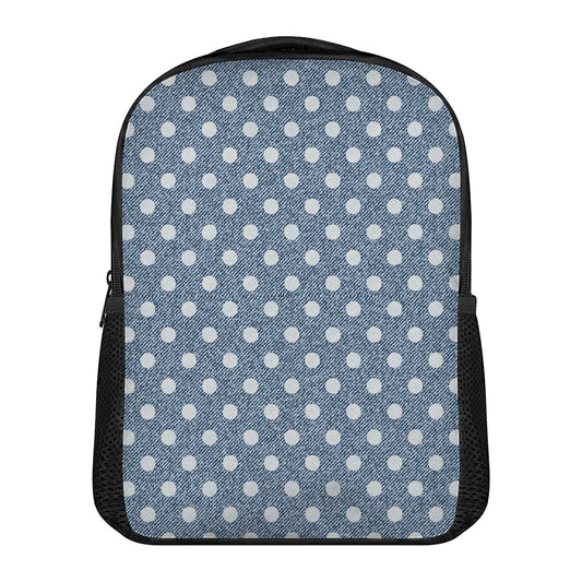 Polka Dot Denim Jeans Pattern Print Casual Backpack