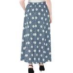 Polka Dot Denim Jeans Pattern Print Chiffon Maxi Skirt