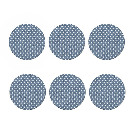 Polka Dot Denim Jeans Pattern Print Coaster Set