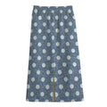 Polka Dot Denim Jeans Pattern Print Cotton Front Slit Maxi Skirt
