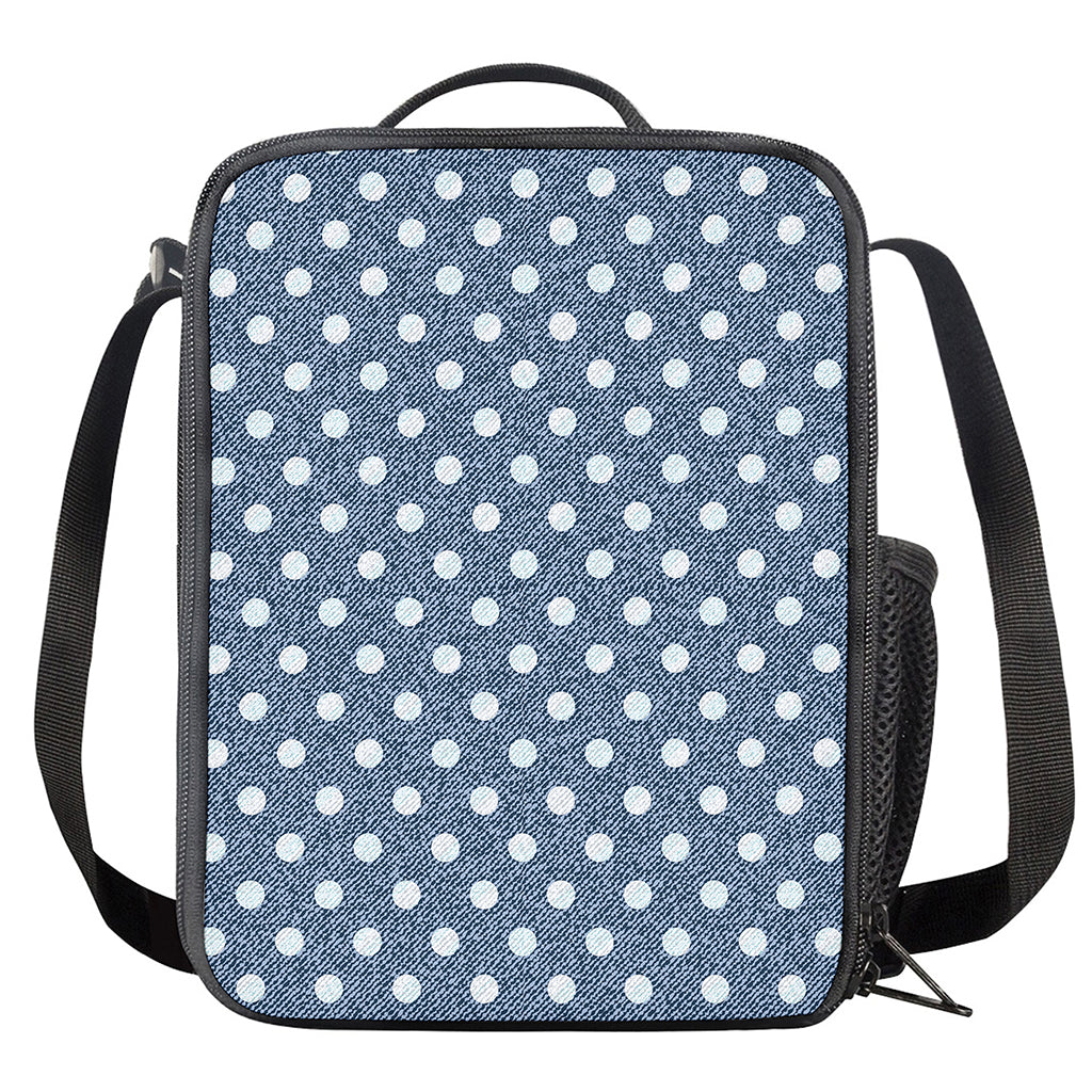 Polka Dot Denim Jeans Pattern Print Crossbody Lunch Bag