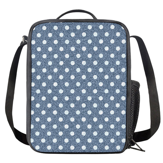 Polka Dot Denim Jeans Pattern Print Crossbody Lunch Bag