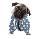 Polka Dot Denim Jeans Pattern Print Dog Zip Up Hoodie