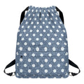Polka Dot Denim Jeans Pattern Print Drawstring Backpack