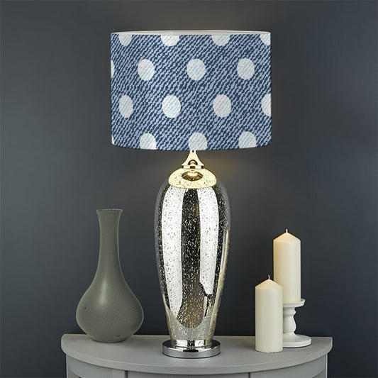 Polka Dot Denim Jeans Pattern Print Drum Lamp Shade