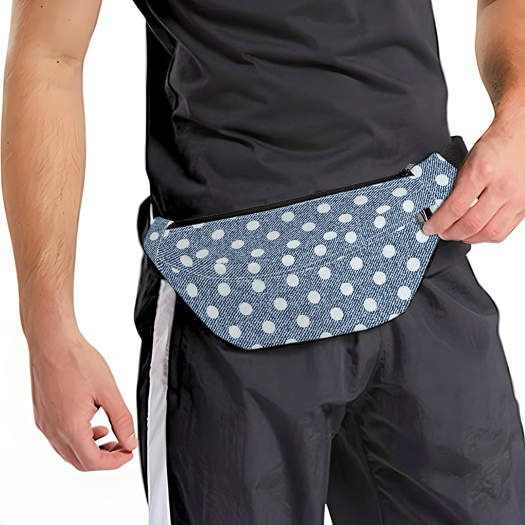 Polka Dot Denim Jeans Pattern Print Fanny Pack