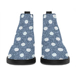 Polka Dot Denim Jeans Pattern Print Flat Ankle Boots