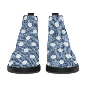 Polka Dot Denim Jeans Pattern Print Flat Ankle Boots