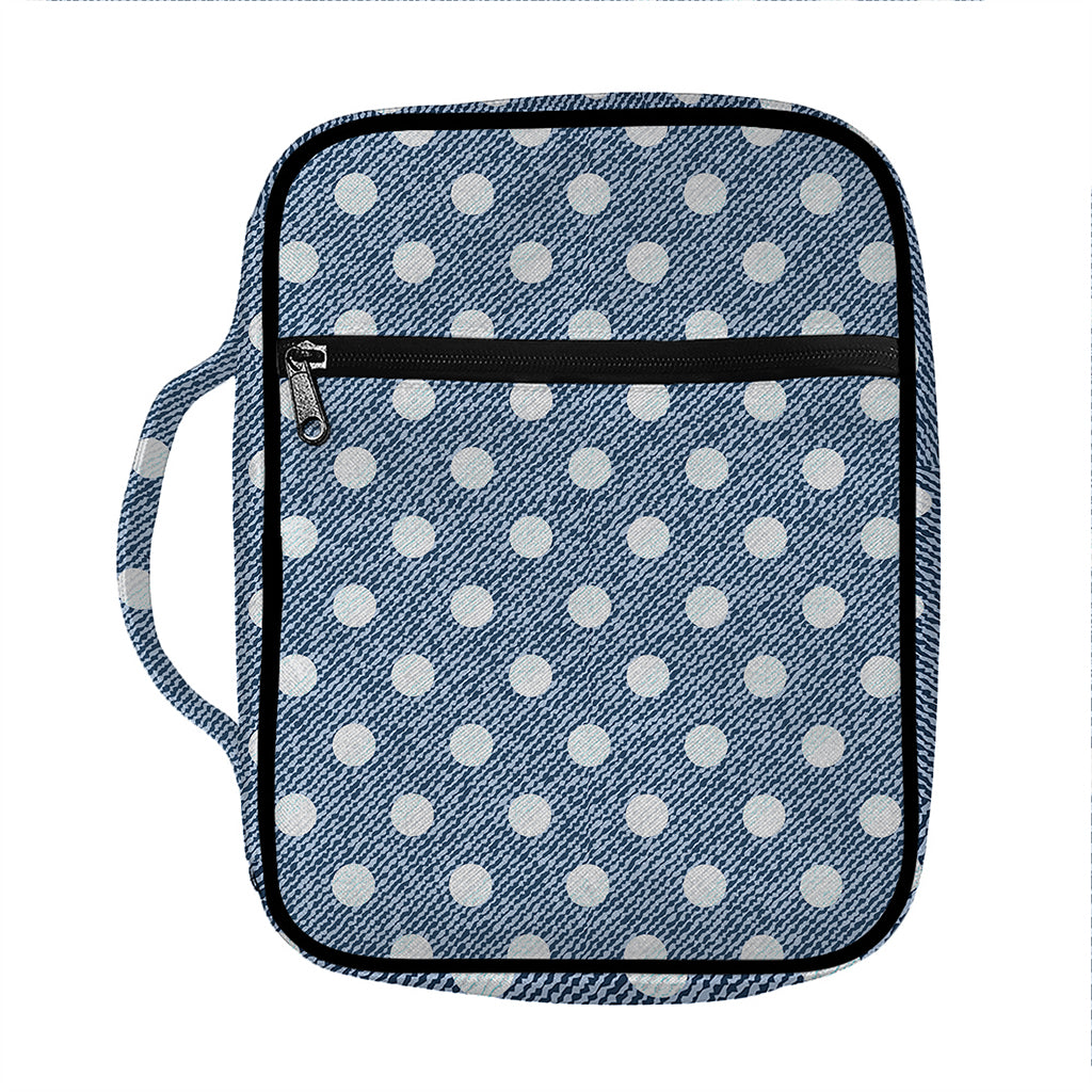 Polka Dot Denim Jeans Pattern Print Front Pocket Bible Bag