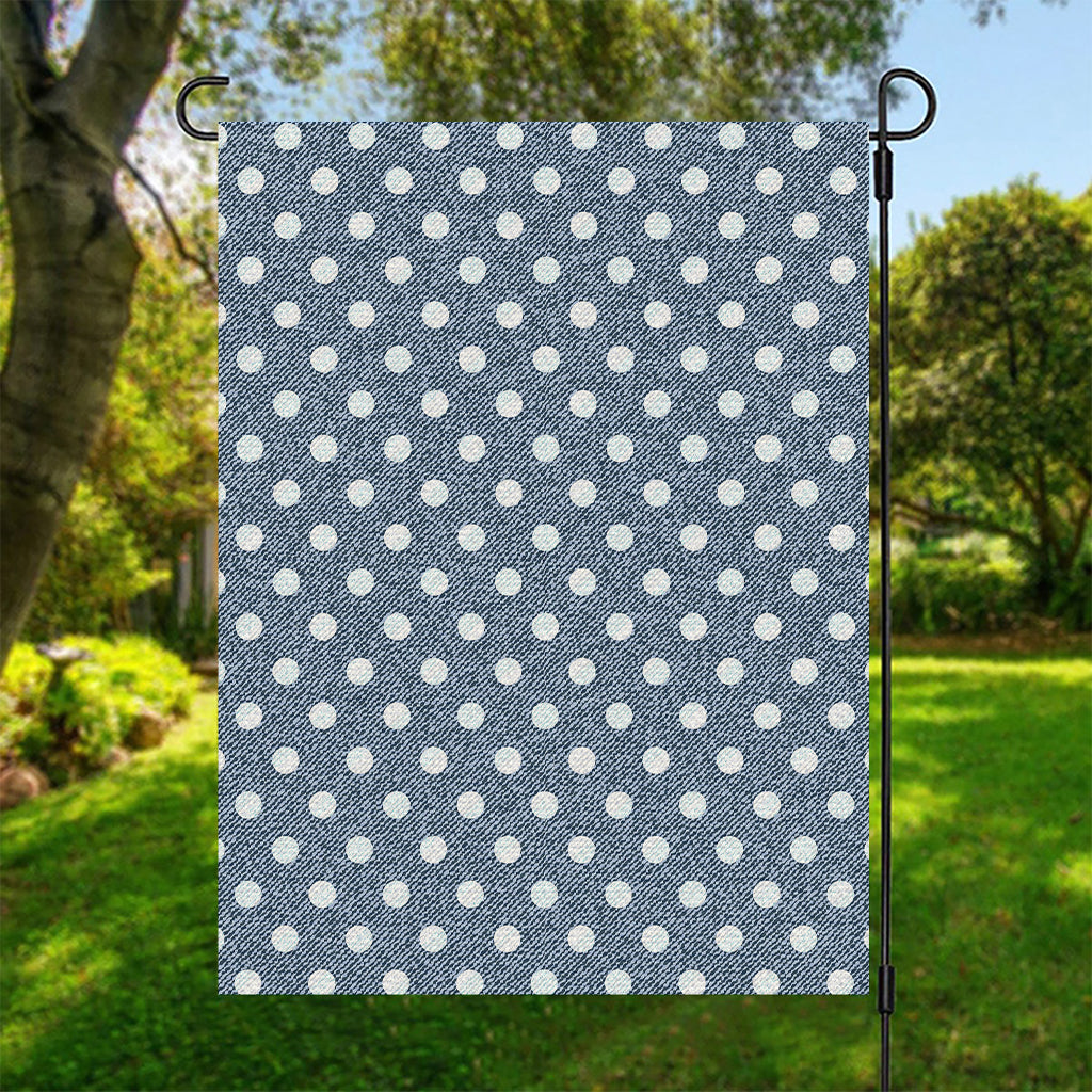 Polka Dot Denim Jeans Pattern Print Garden Flag